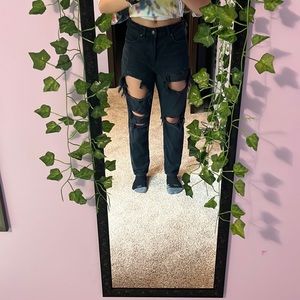 Black American Eagle ripped mom jeans, size 2